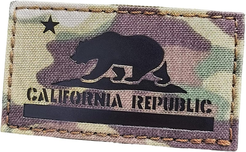 Tactical Freaky Infrared IR California Republic State Flag 3.5x2 IFF Tactical Morale Touch Fastener Patch (Multicam) - Image 1
